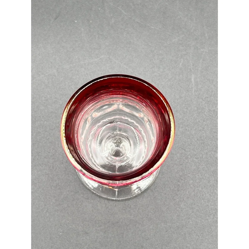 VTG Tiffin Kings Thumbprint Ruby Red Cordial Glass- 3.5